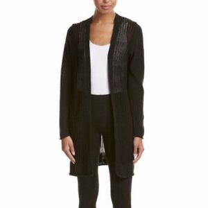 Derek Lam IOC Athleta Black Park Avenue Weave Knit Long Cardigan $148 MSRP sz S